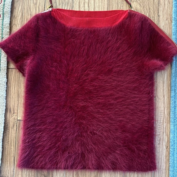 Louis Vuitton Burgandy Wool and Brushed Cashmere with Leather Accent Sweater - Picture 10 of 11